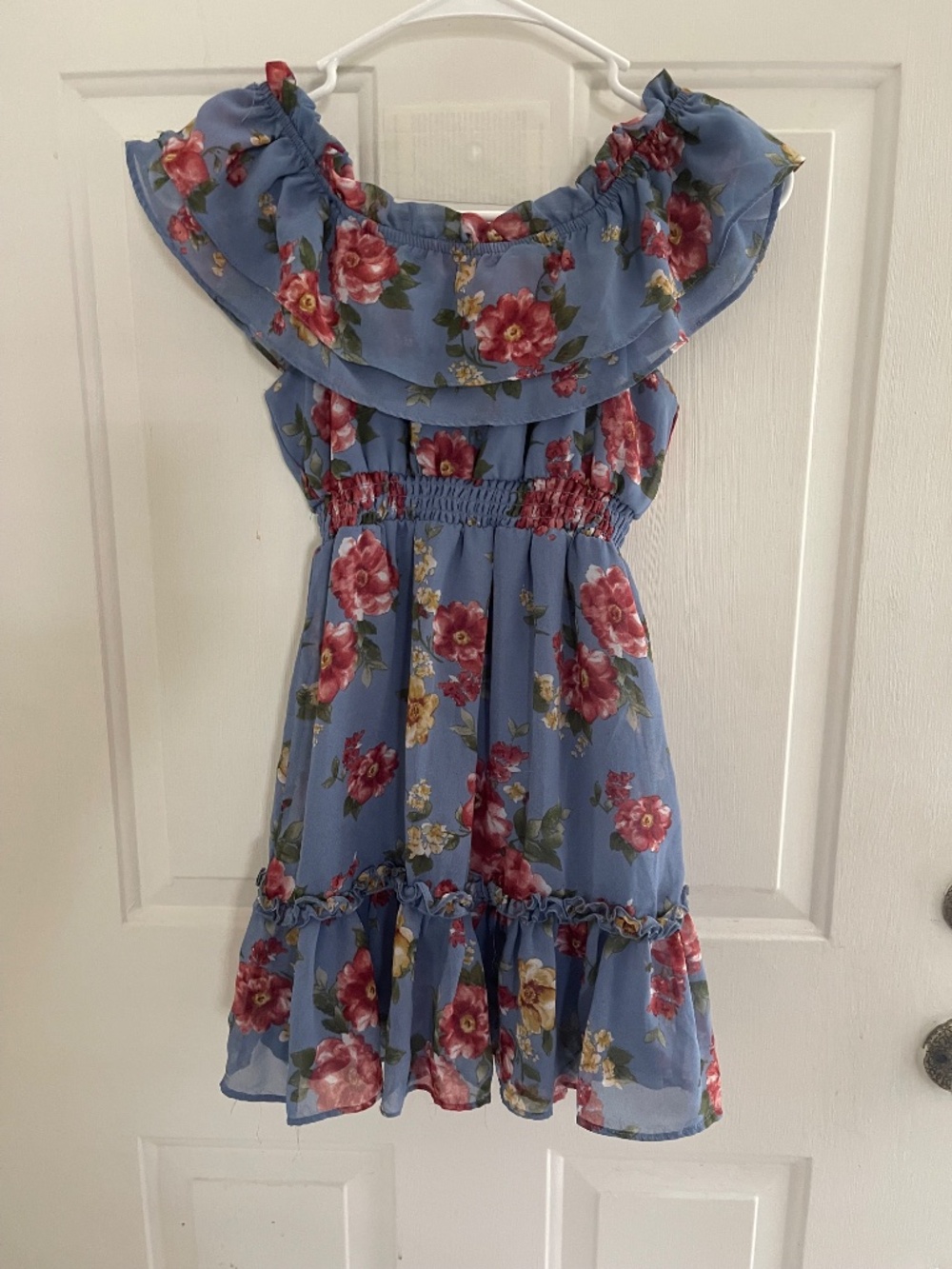 Poppies and Roses Floral Ruffle Dress Girls Size M